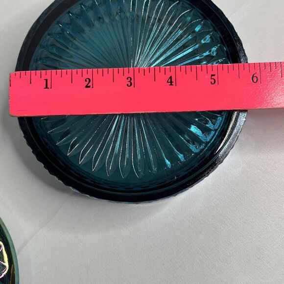 Vintage Indiana Glass Princess Blue Carnival Iridescent Candy Dish With Lids - Picture 9 of 10